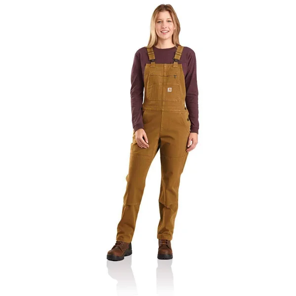 Carhartt Rugged Flex Twill Double Front Bib Overall - Brown, Large
