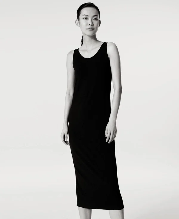 Eileen Fisher System Stretch Jersey Scoop-Neck Midi Dress - Regular & Petite - Black