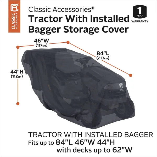 Classic Accessories Tractor with Installed Bagger Storage COVER - X-Large