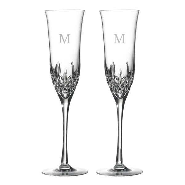 Waterford Lismore Essence Block Letter Toasting Flute, Set of 2
