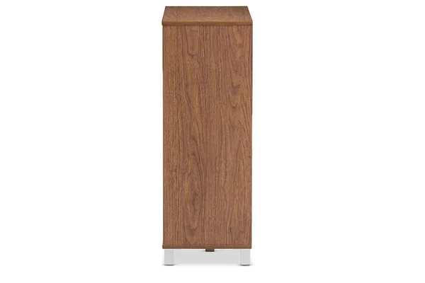 Baxton Studio Shirley 2 Door Shoes Cabinet with Open Shelves, Walnut Brown