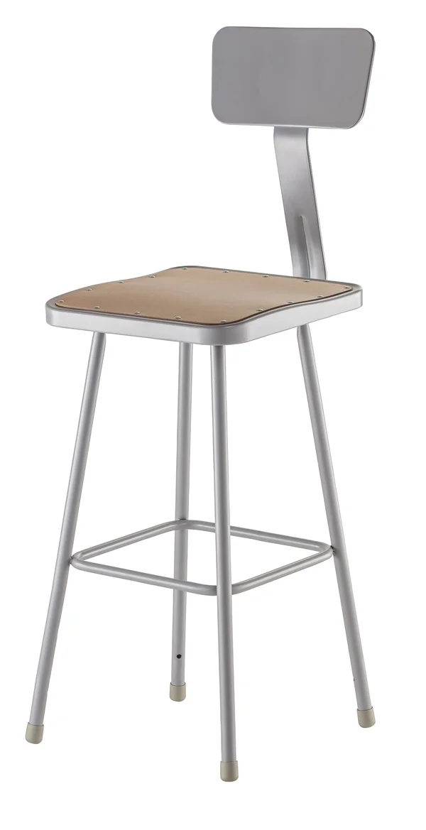 National Public Seating NPS 30-Inch Square Stool with Backrest