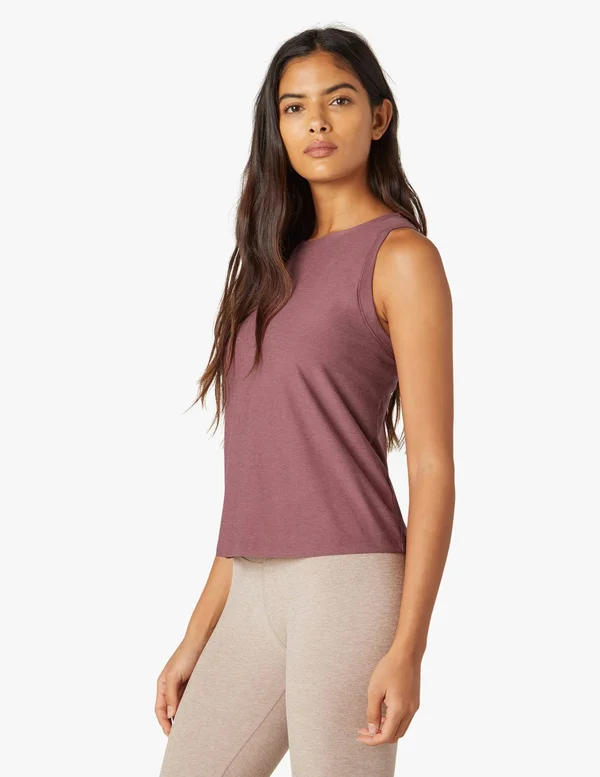 Beyond Yoga Balanced Muscle Tank - Size X-Large in Chocolate Cherry Heather at Nordstrom