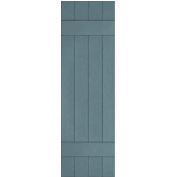 14 inchw x 48 inchh Lifetime Vinyl, Custom Four Board Joined (2 Batten), Board-n-Batten Shutters, w/Shutter-Loks (Per Pair), Wed