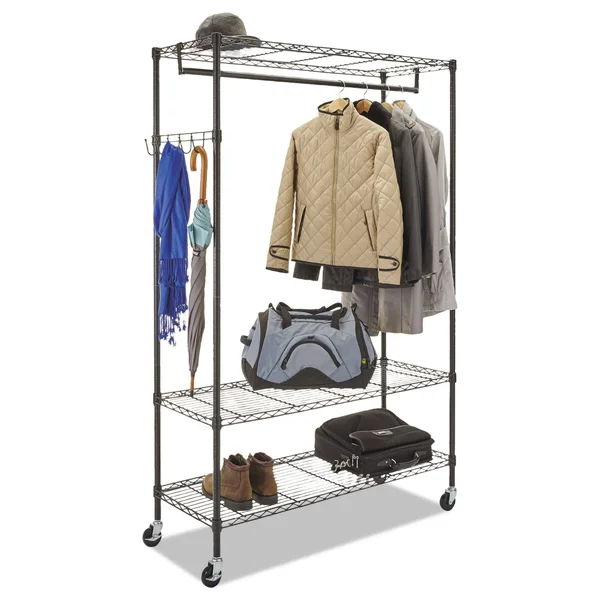 Alera Wire Shelving Stand Alone Garment Rack - Black