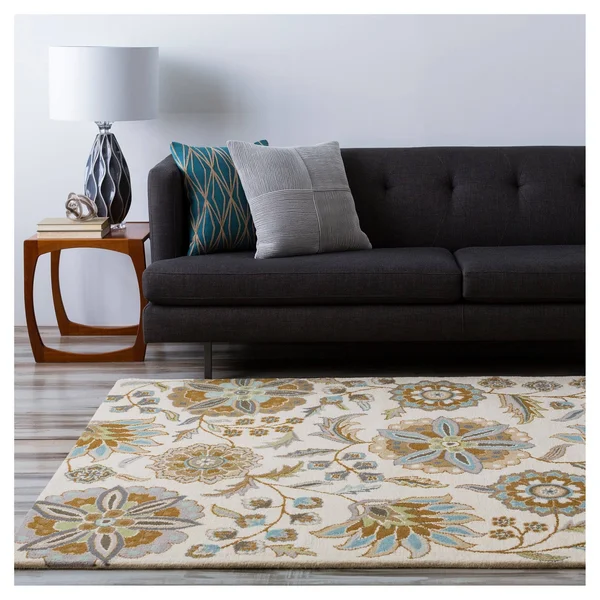 Denim/Aqua (Blue/Blue) Alstonia Botanical Area Rug (4& Square) - Surya