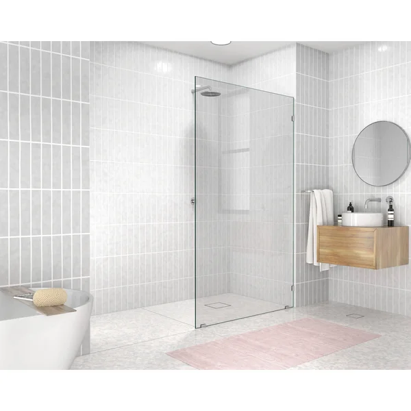 Glass Warehouse 78x22 x 43x22 Frameless Shower Door - Single Fixed Panel - Polished Chrome