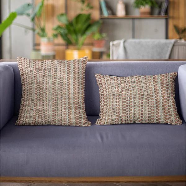 Plutus 26x22 x 26x22 Weave Stripe Luxury Throw Pillow in Multi-Color