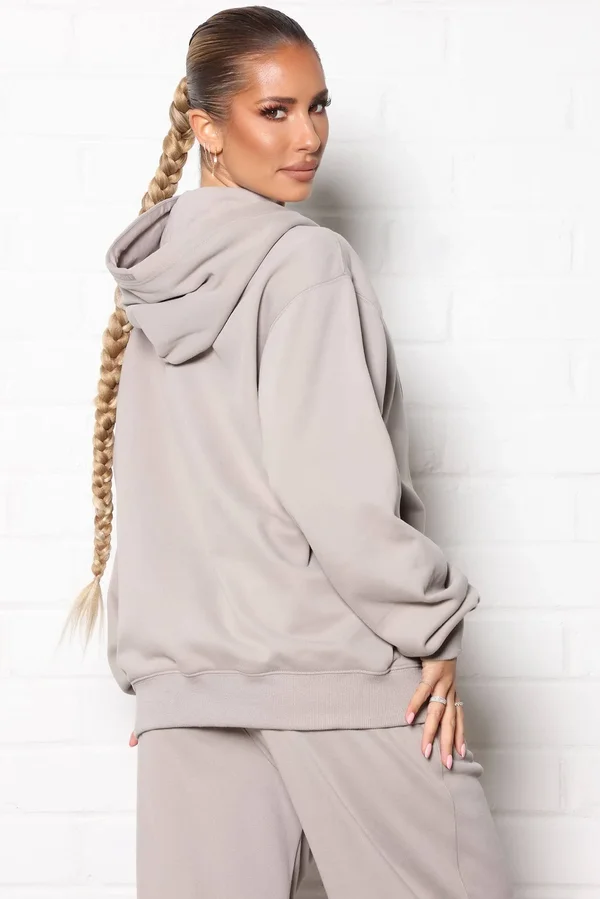 Womens Training Oversized Zip Up Hoodie in Taupe Size 3X by Fashion Nova
