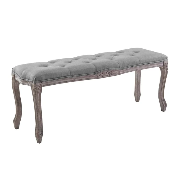 Modway Light Gray Regal Vintage French Upholstered Fabric Bench
