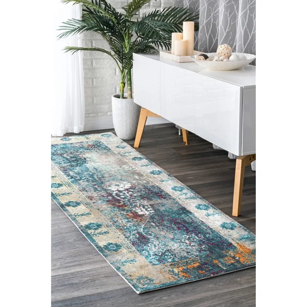 nuLOOM BINB05A Vintage Dotty Runner Rug 2& 6x22 x 8& Blue