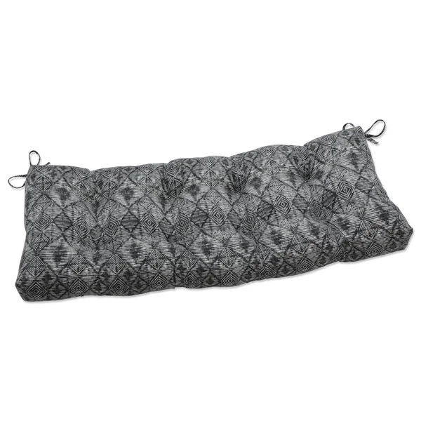 44x22 x 18x22 Outdoor/Indoor Tufted Bench/Swing Cushion Nesco Stone Black - Pillow Perfect