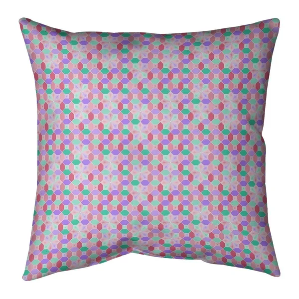 Porch & den Charlois Stained Glass Pattern Throw Pillow - 16 x 16 - Pink & Blue - Polyester