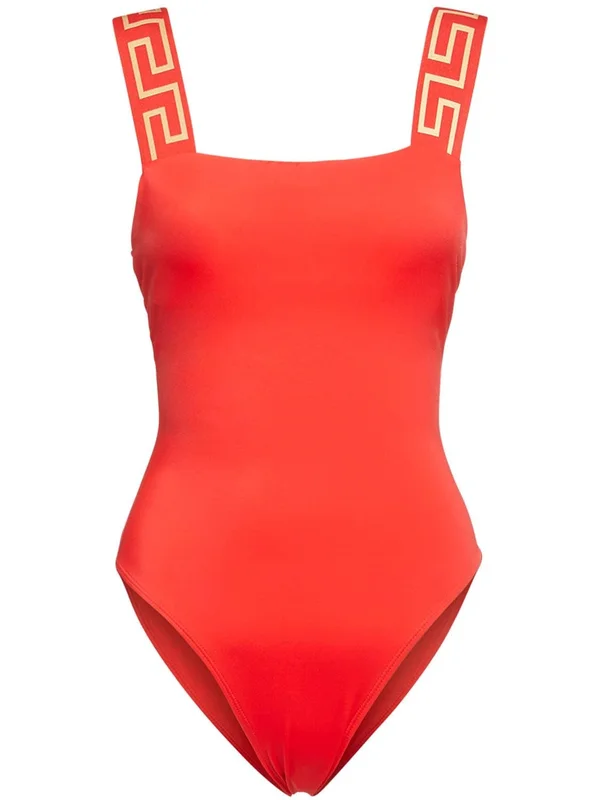 Versace Greek Strap One Piece Swimsuit - Red - One-Piece Swimsuits