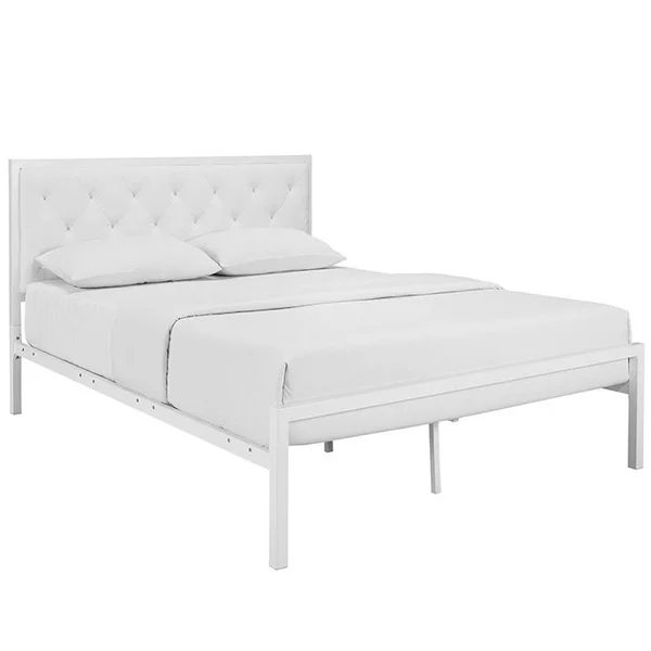 White Mia Queen Vinyl Bed
