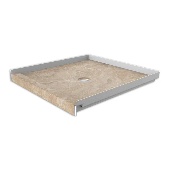 FlexStone Alaskan Ivory 36-in W x 36-in L with Center Drain Fiberglass/Plastic Composite Shower Base - FLXSBC3636AI