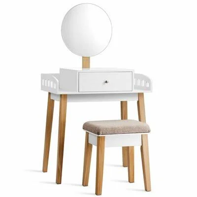 Waylon Wooden Vanity Set with Mirror Ebern Designs
