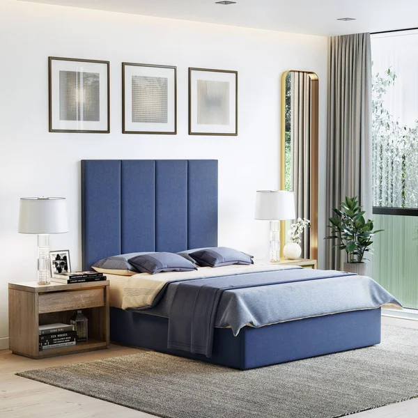 4pk Full/King Edison Upholstered Wall Panels Customizable Headboard Linen Blue - Eco Dream