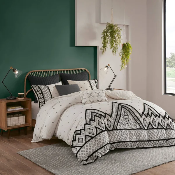 INK+IVY Marta 3 Piece Flax and Cotton Blended Full/Queen Comforter Set in Blush