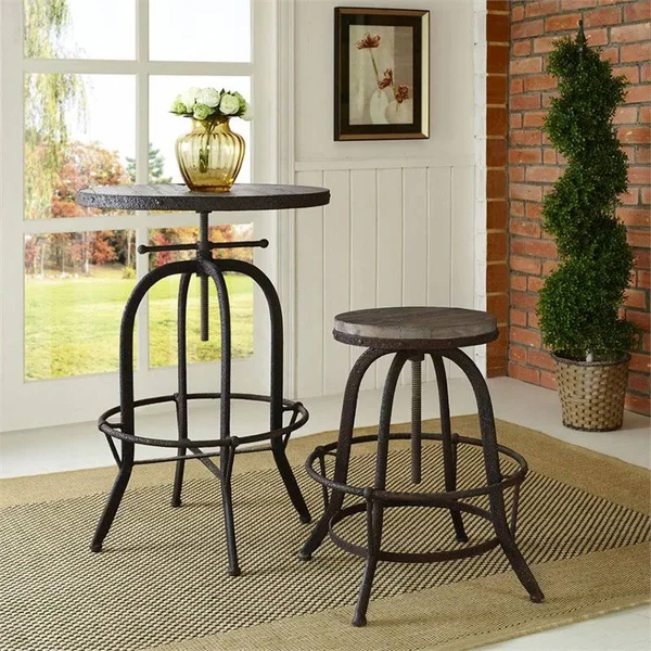 Hawthorne Collections Adjustable Bar Stool in Brown - HC-1530421
