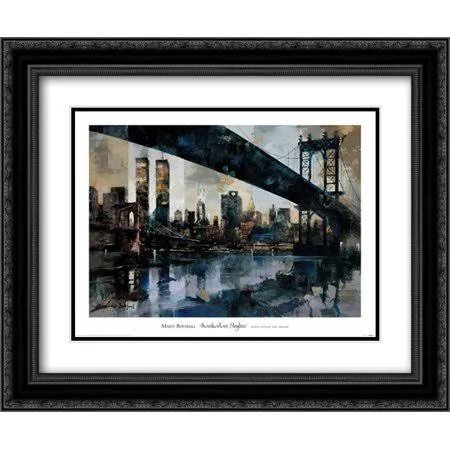Manhattan Skyline 2X Matted 24x20 Black Ornate Framed Art Print by Bofarull - Marti