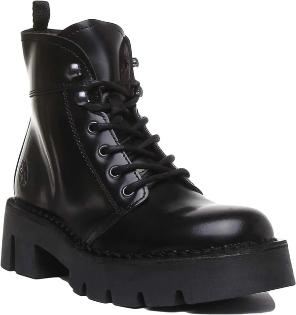 Fly London Black Lace-Up Ankle Boots - Overcube