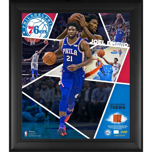 Fanatics Authentic Joel Embiid Philadelphia 76ers Framed 15x22 x 17x22 Impact Player Collage with A Piece of Team-Used Basketbal
