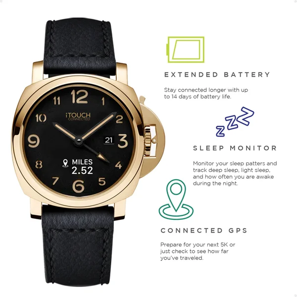 iTouch Connected Men's Leather Strap Watch, Size: Large