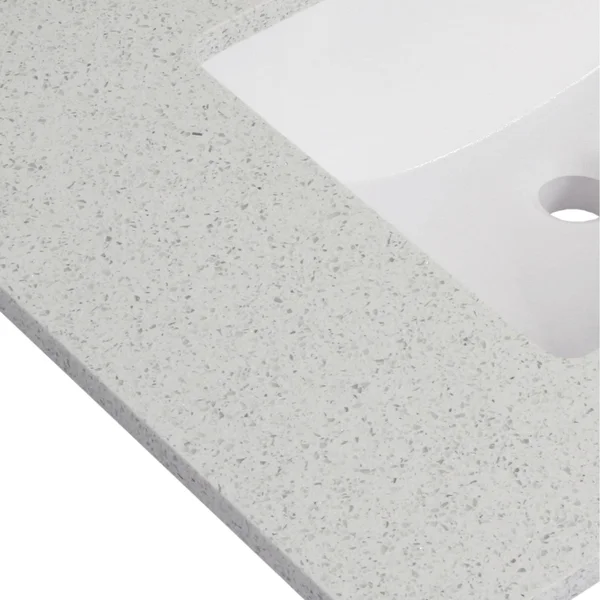 Milan 25 in. Bath Vanity with Quartz Stone Vanity Top with Backsplash - Galaxy Grey - Grey