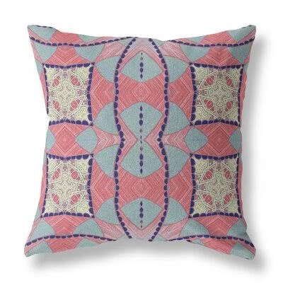 Cosmic Circle Sprays Broadcloth Indoor Outdoor Blown and Closed Pillow Red Yellow Dark Aqua Bungalow Rose Size: 20x22 x 20