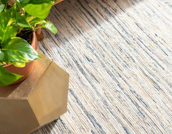 Unique Loom Striped Chindi Jute Rug Ivory, 10& x 8&