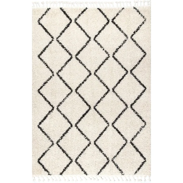 nuLOOM Michelle Diamond Trellis Shag Area Rug - 10& x 14&, Off-White