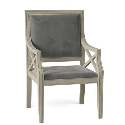 Gramercy Upholstered King Louis Back Arm Chair Fairfield Chair Body Fabric: 9953 Pewter, Frame Color: Montego Bay