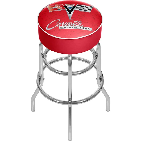 Trademark Corvette C2 Padded Swivel Bar Stool Red