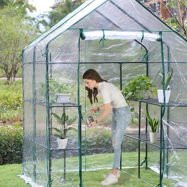 Bestmassage Portable Mini Greenhouse Indoor Outdoor Plant Shelves Tomato Canopy