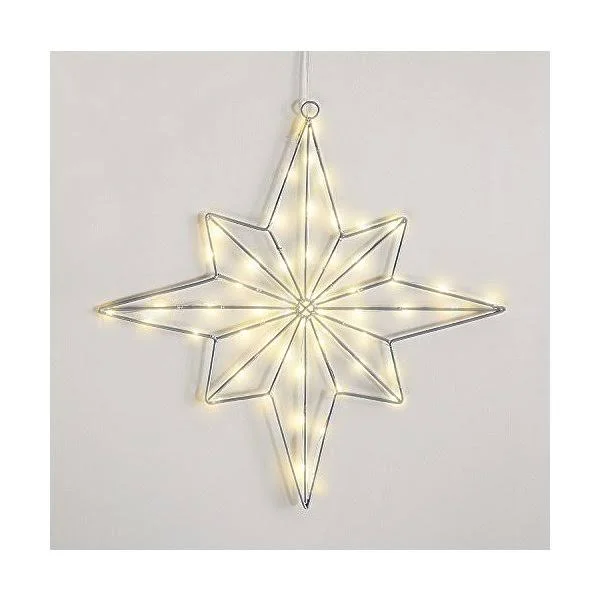 Lamplust Pre-Lit Lighted LED Star Indoor/Outdoor Use Timer Option Warm White Lights 16 inch - for Christmas Tree Window and Wall