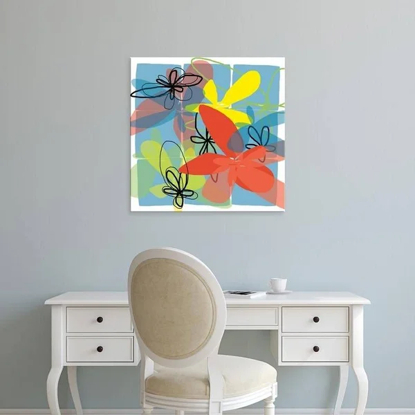 Easy Art Prints Jan Weiss's 'Pop Goes Space Two' Premium Canvas Art - 40 x 40 - Modern Black Frame