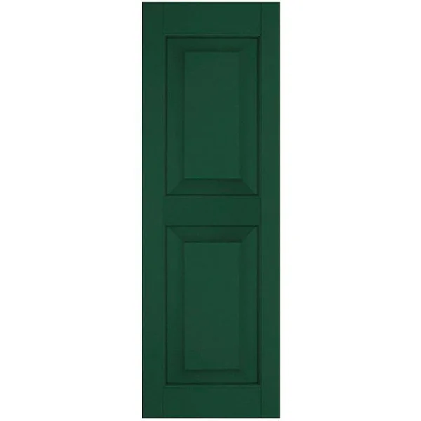 Ekena Millwork 15 in. x 28 in. Exterior Real Wood Sapele Mahogany Raised Panel Shutters Pair Chrome Green