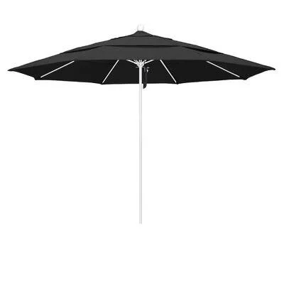 California Umbrella 11' Market Umbrella Fabric: Pacifica Black, Frame Finish: Matted White