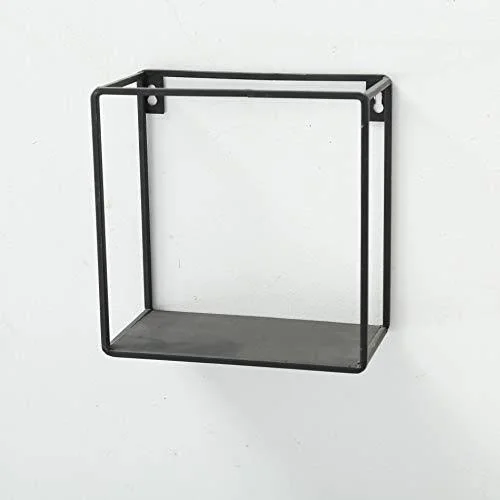 Whole House Worlds Industrial Chic Box Floating Shelves, 3 Wall Mounted Pieces, Black Iron, 7 3/4-6 Inches Square, by WHW
