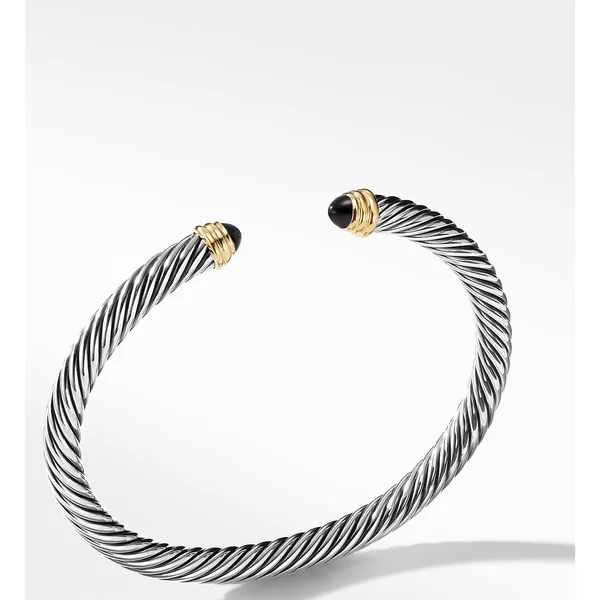 David Yurman Cable Classics Bracelet with Semiprecious Stones & 14K Gold - 5mm Black Onyx