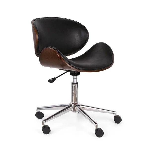 Christopher Knight Home Dawson Armless Office Chair - Midnight Black + Chrome + Walnut