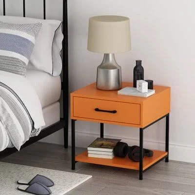 1 - Drawer Nightstand Latitude Run Color (Base/Top): Black/Orange