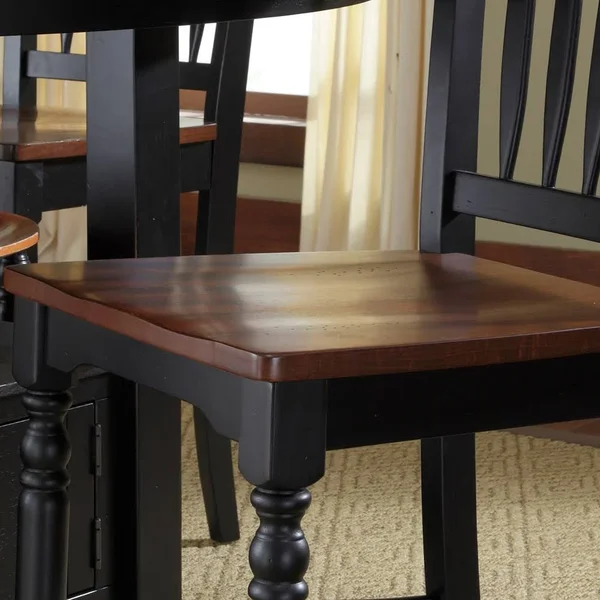 A-America British Isles Slatback Side Chair, Oak-Black Finish, Set of 2