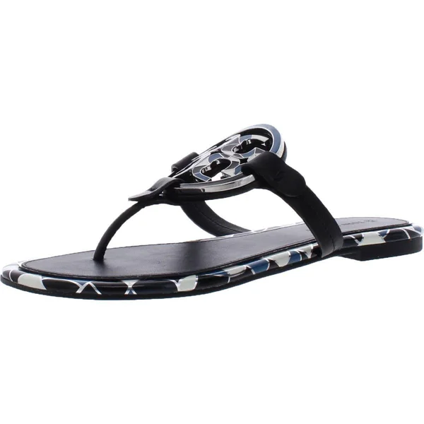 Tory Burch Enamel Miller Womens Leather T-Strap Thong Sandals