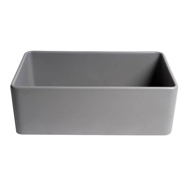 Alfi Brand ABF3018-GM Gray Matte Smooth Apron 30x22 x 18x22 Single Bowl Fireclay Farm Sink
