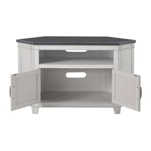 50 inch Wooden TV Stand with Open Shelve - Gray and Antique White