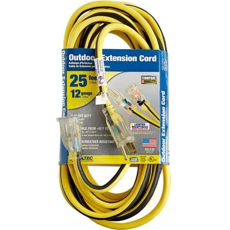 US Wire 25-ft 12/3 SJTW Heavy Duty Extension Cord (Yellow/Lighted Plug, 2-Pk)