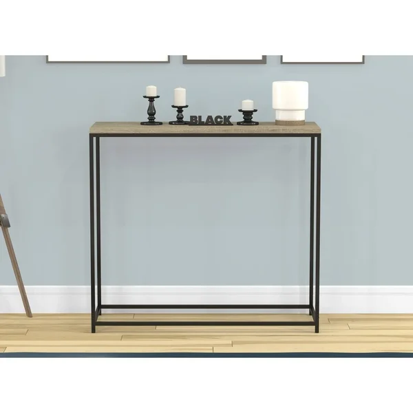 Safdie & Co. Console Table-Dark Taupe/Black Metal