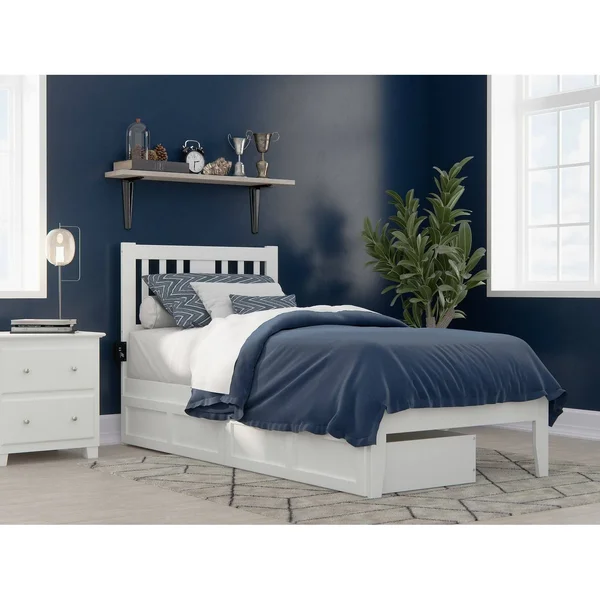 Atlantic Furniture AG8913444 Tahoe Queen Bed with USB Turbo Charger & 2 Extra Long Drawers Walnut